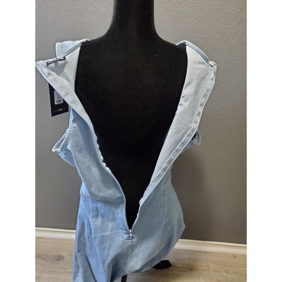 New W Tags Fashion Nova Women's 3XL Cut Out The Haters Light Wash Denim Jumpsuit - Picture 12 of 13
